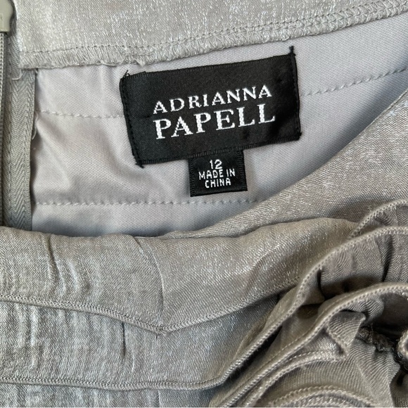 Adrianna Papell Gray Ruched Sheath Dress with Rosette Detail Size 12 - Picture 8 of 13